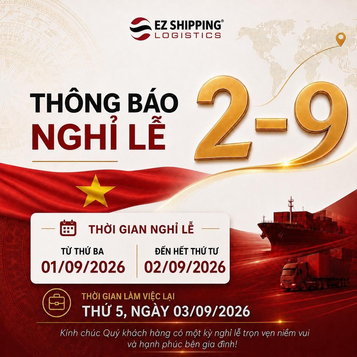 THÔNG BÁO NGHỈ LỄ QUỐC KHÁNH 02.09.2026