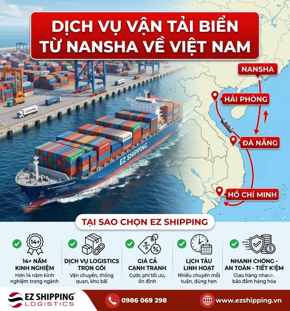 CƯỚC VẬN TẢI BIỂN TỪ NANSHA VỀ VIỆT NAM MỚI NHẤT