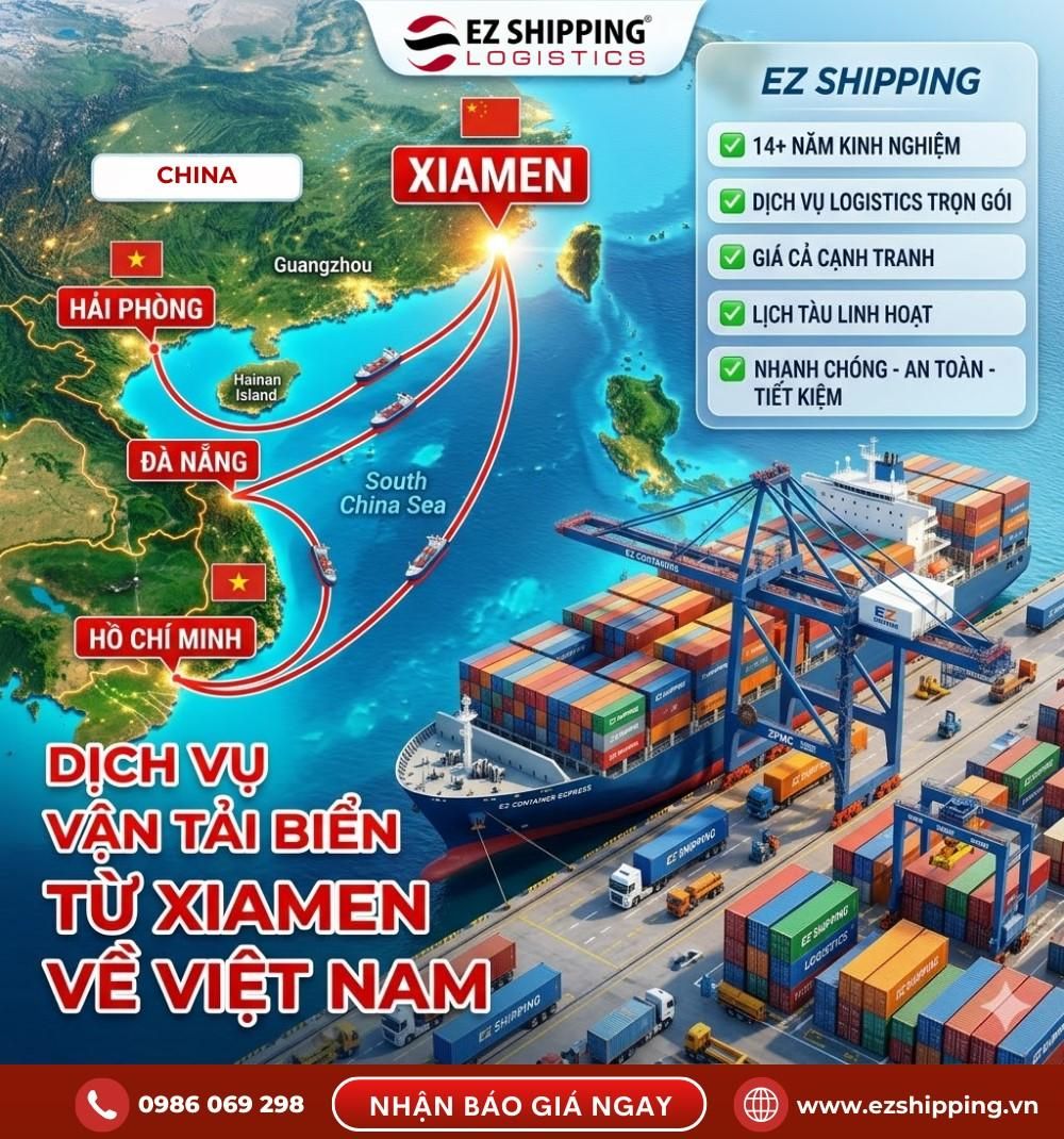 CƯỚC VẬN TẢI BIỂN TỪ XIAMEN VỀ VIỆT NAM MỚI NHẤT