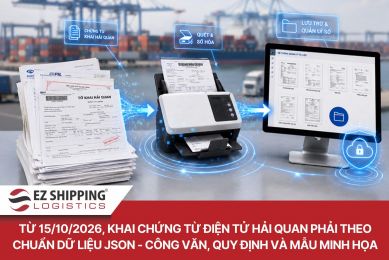TỪ 15/10/2026, KHAI CHỨNG TỪ ĐIỆN TỬ HẢI QUAN PHẢI THEO CHUẨN DỮ LIỆU JSON - FILE CÔNG VĂN, QUY ĐỊNH VÀ MẪU MINH HỌA