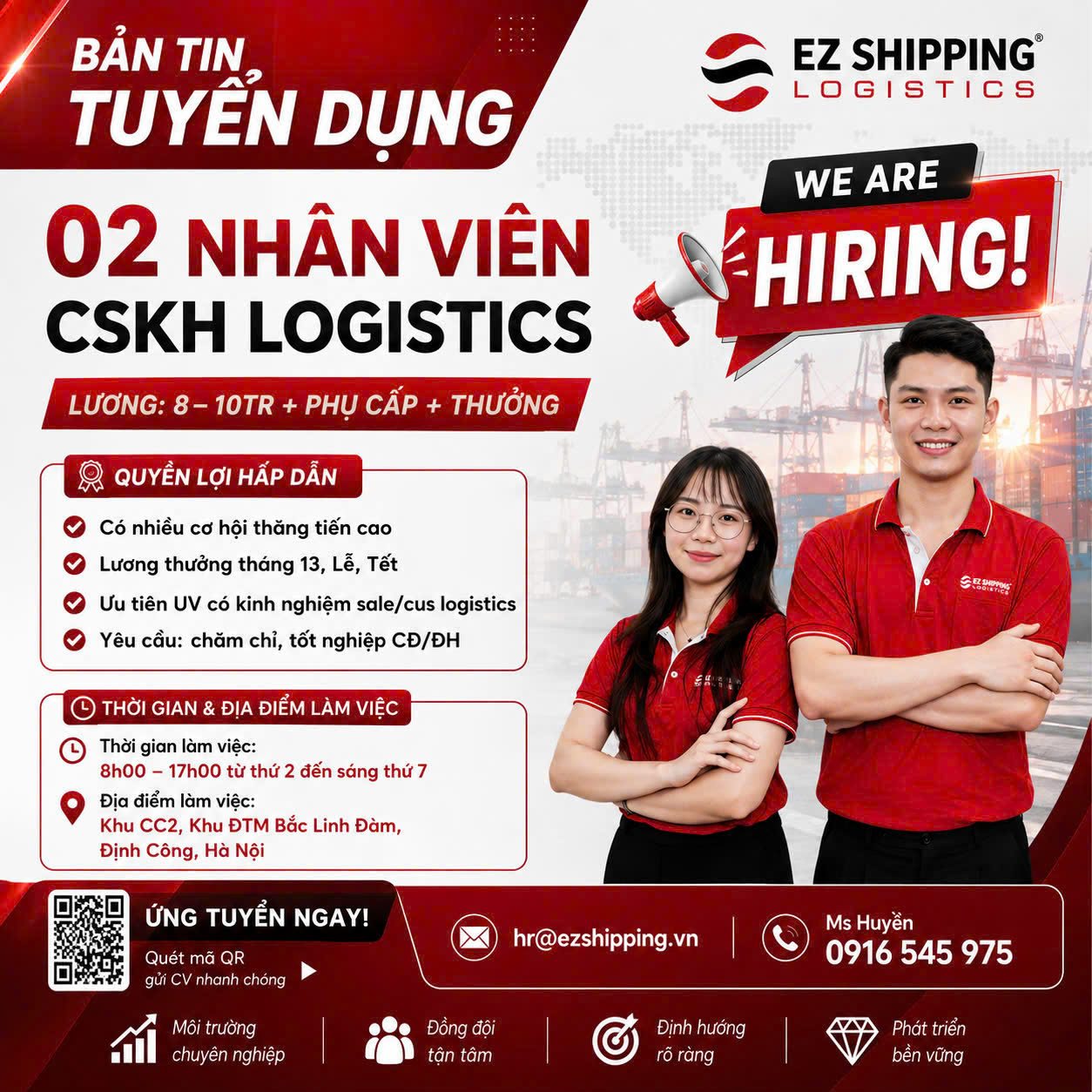EZ SHIPPING TUYỂN DỤNG CUSTOMER SERVICE LOGISTICS [HÀ NỘI]
