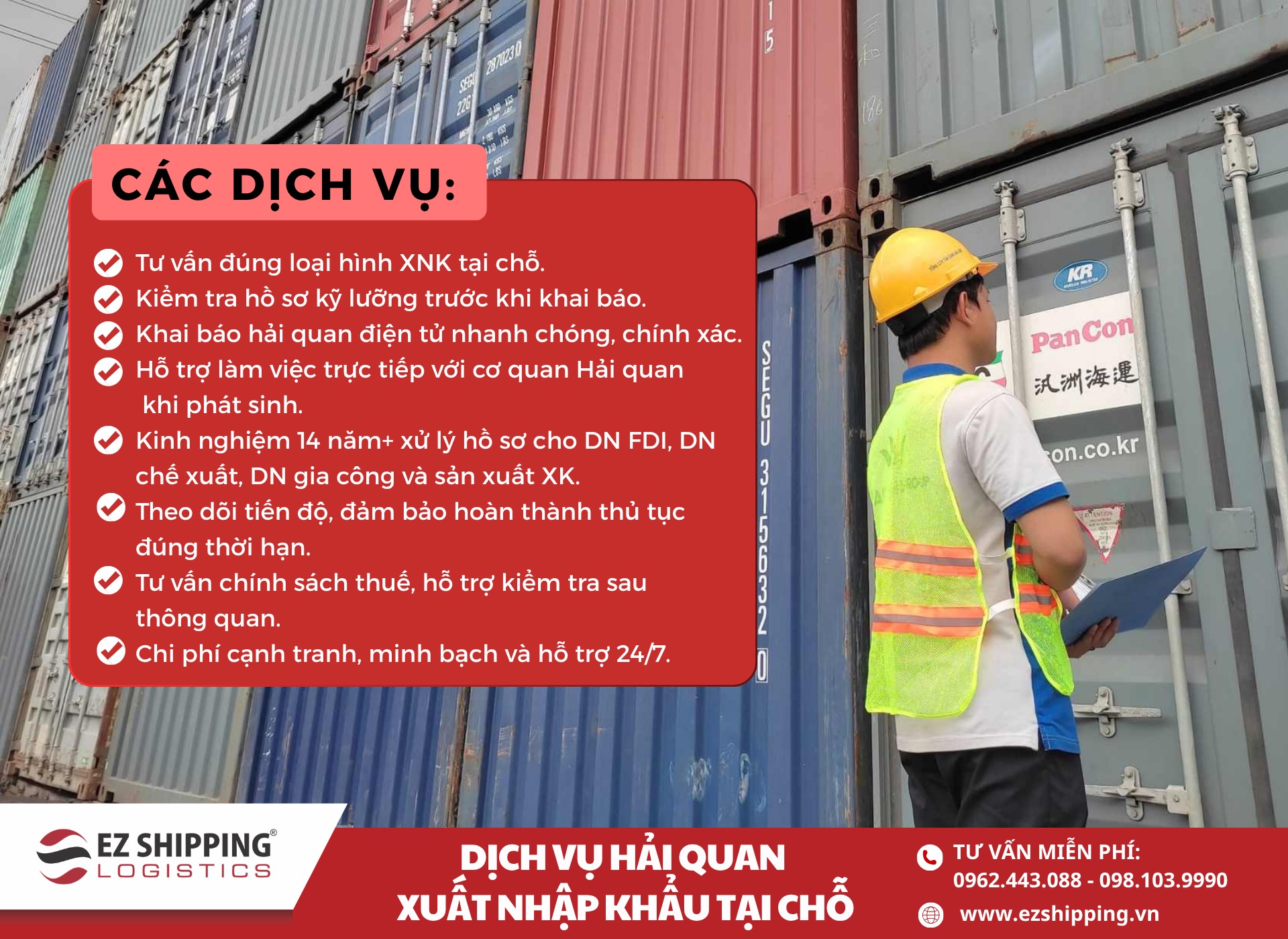 dịch vụ hải quan xuất nhập khẩu tại chỗ EZ SHIPPING