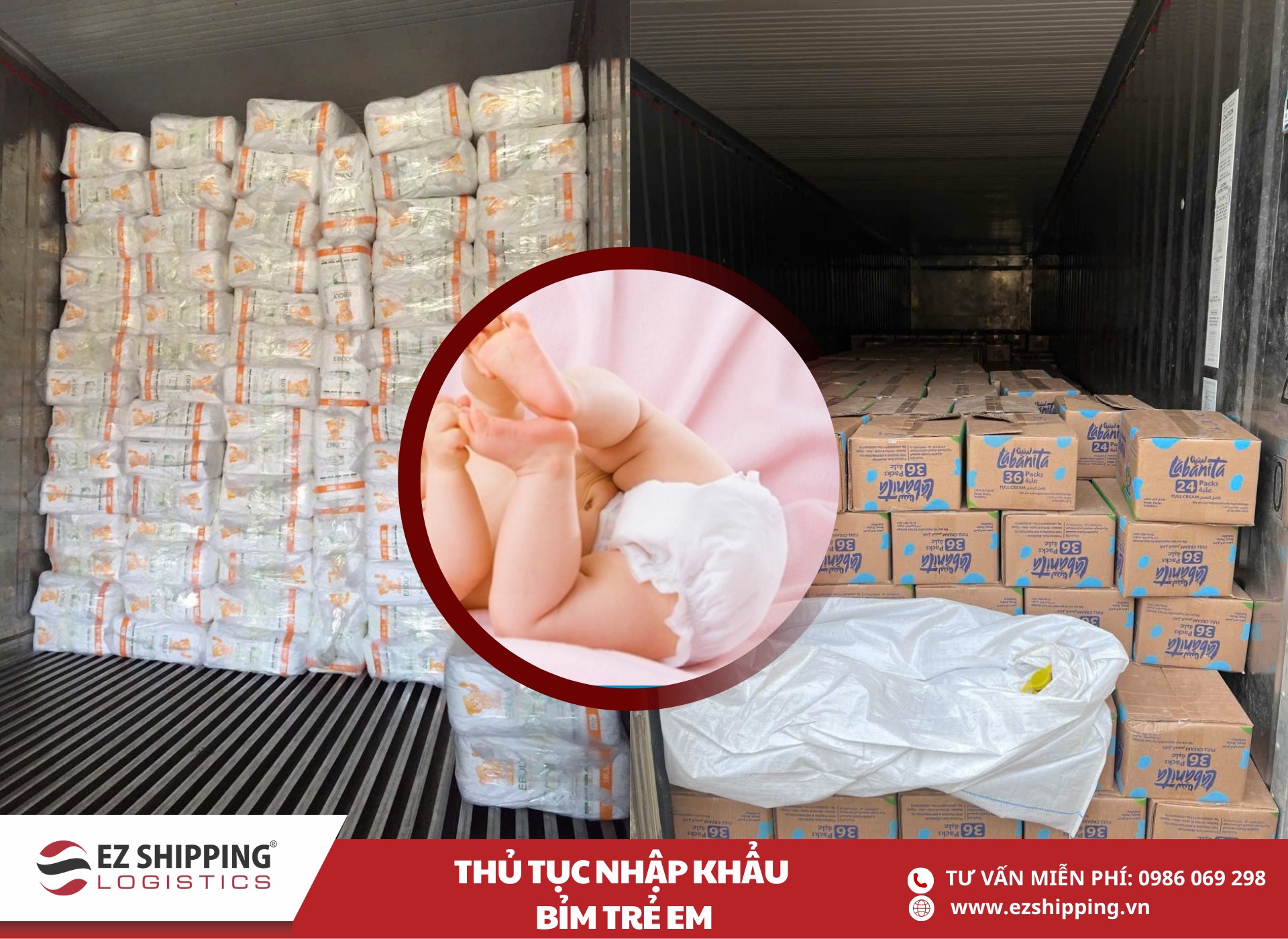 quy trình và chính sách nhập khẩu bỉm trẻ em