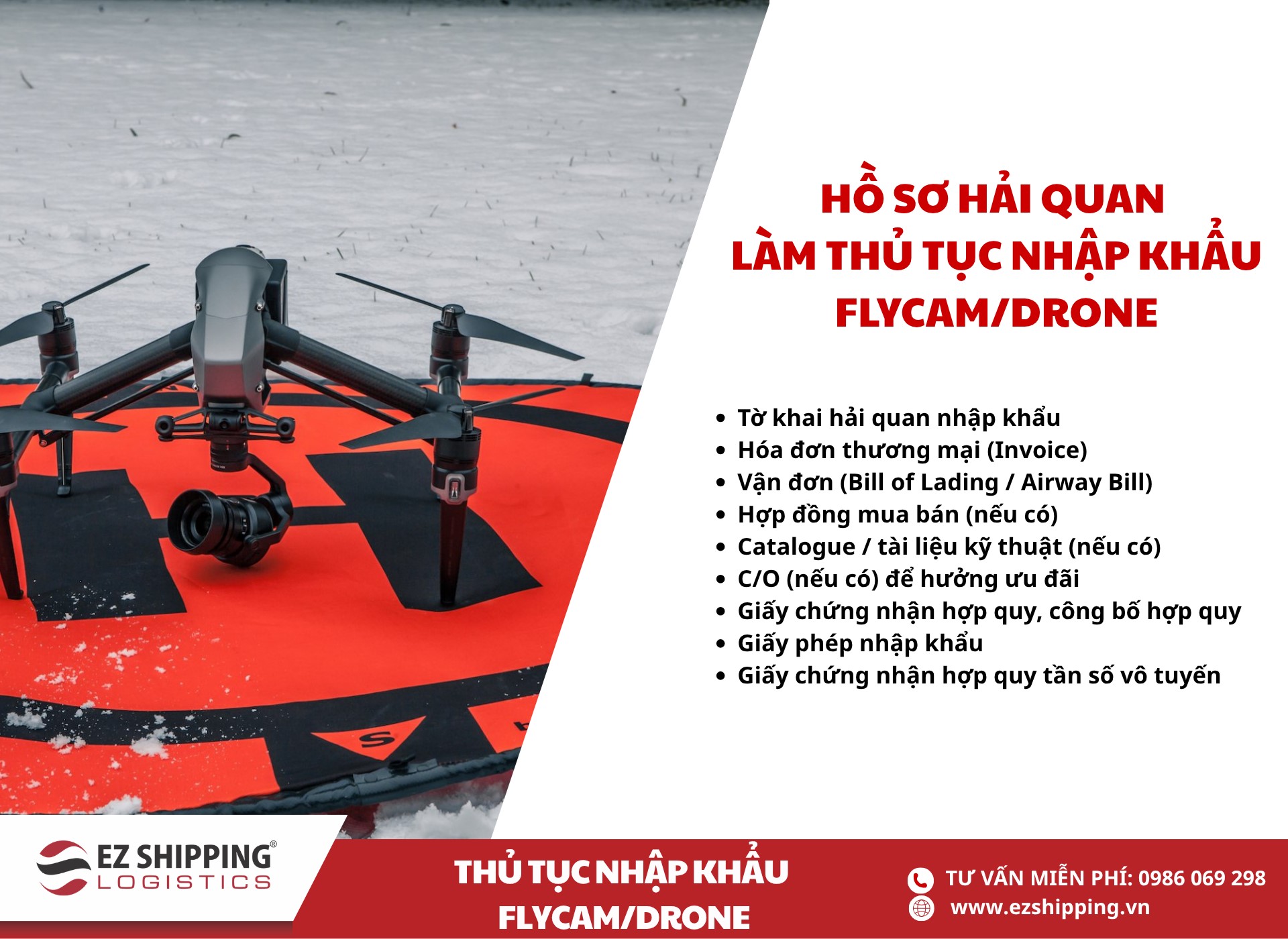 hồ sơ hải quan làm thủ tục nhập khẩu flycam drone