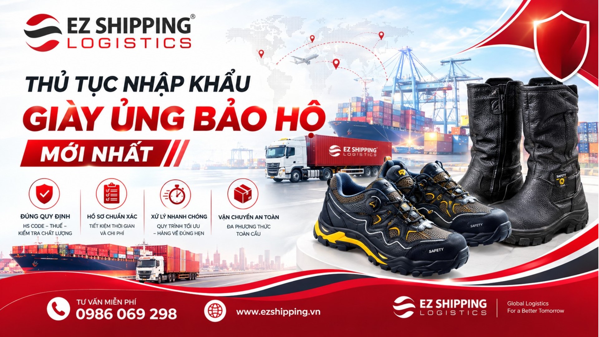 thủ tục nhập khẩu giày ủng bảo hộ lao động