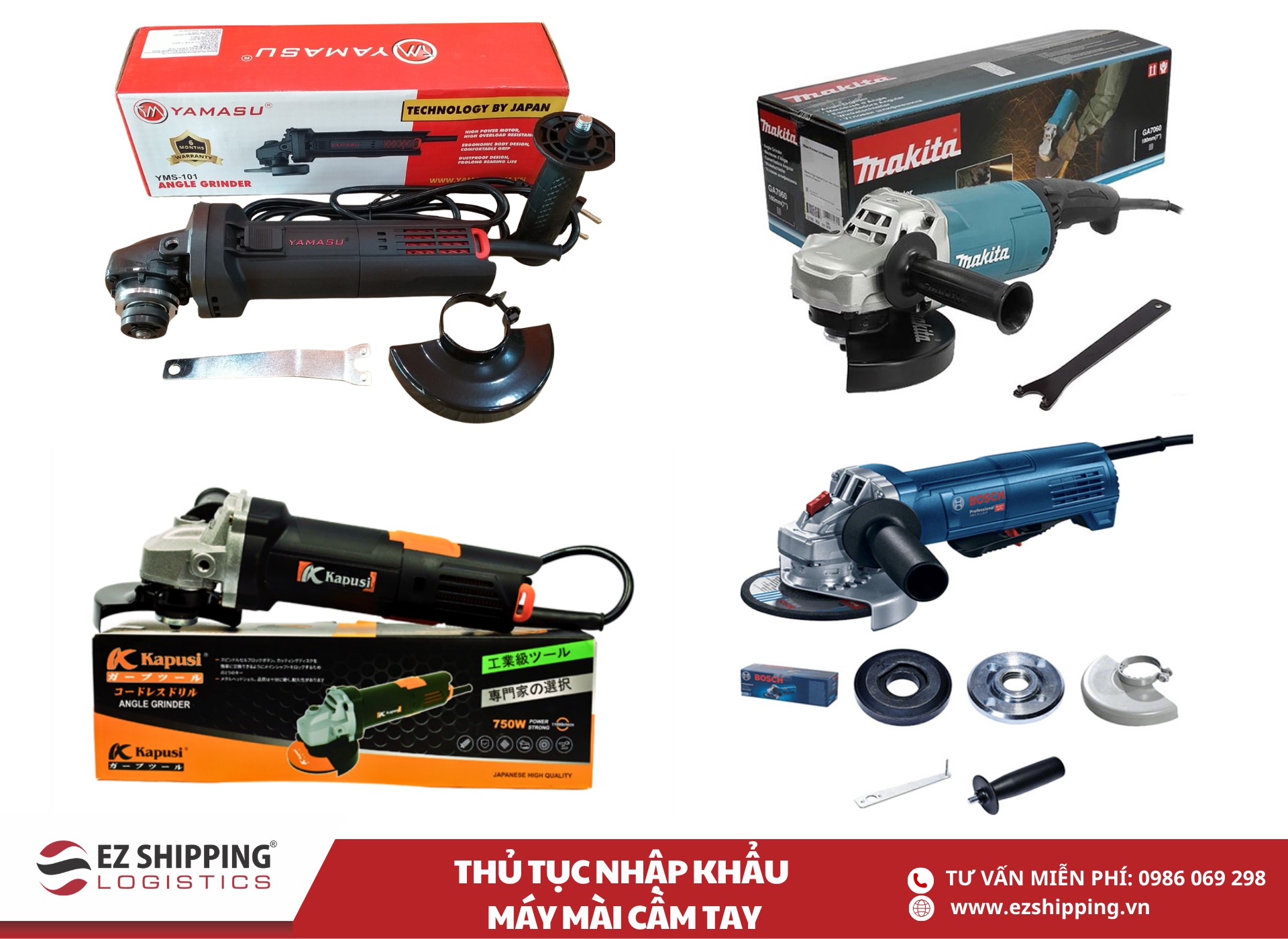 quy trình và chính sách nhập khẩu máy mài cầm tay