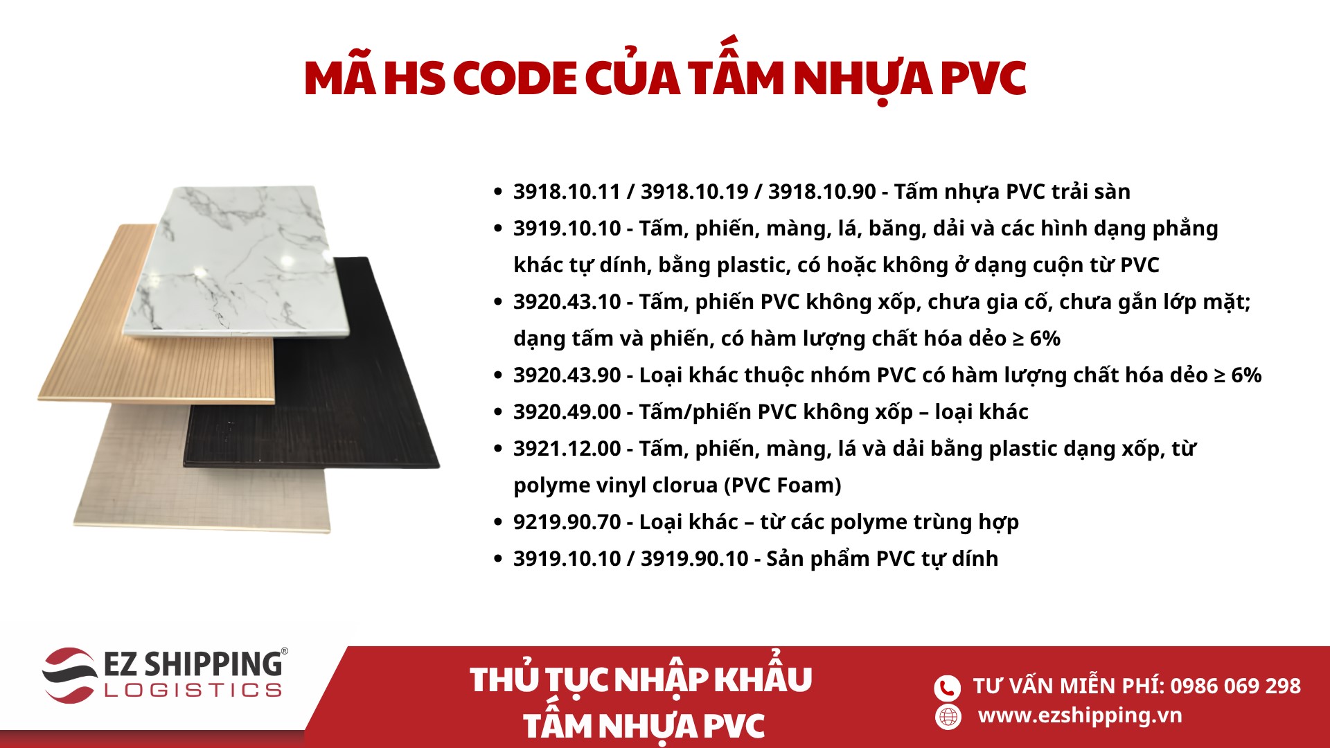 mã HS code và thuế nhập khẩu tấm nhựa PVC