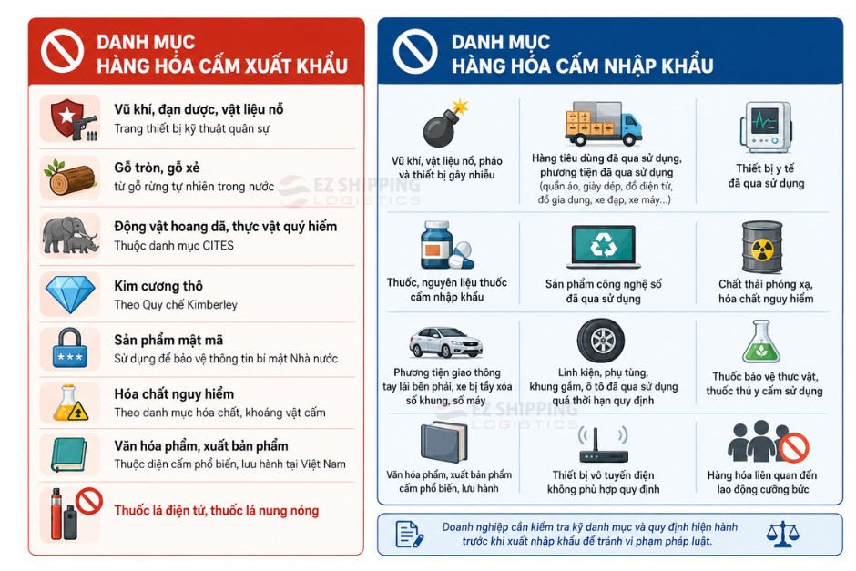 Danh mục hàng hóa cấm xuất khẩu, nhập khẩu
