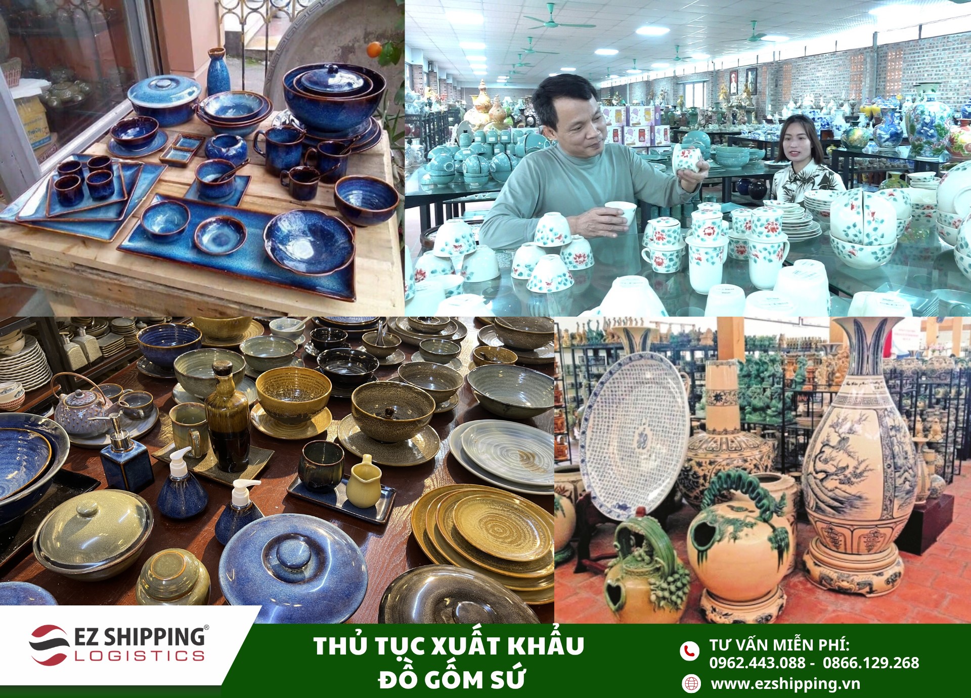 quy trình và chính sách xuất khẩu đồ gốm sứ